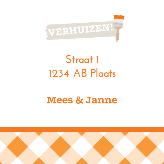 Verhuiskaart "Kwast Oranje" Verhuiskaart "Kwast Oranje"