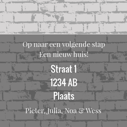 Verhuiskaart "Bakstenen stempel huis" Verhuiskaart "Bakstenen stempel huis"