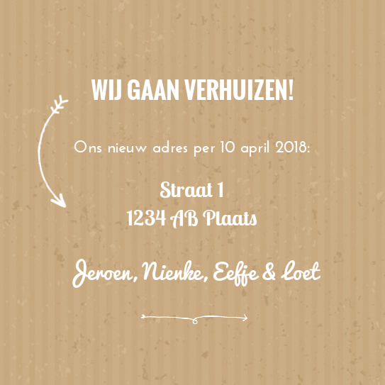 Verhuiskaart "Keukengerei" Verhuiskaart "Keukengerei"