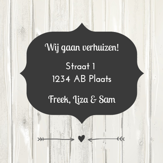 Verhuiskaart "Sleutelgat hart zwart" Verhuiskaart "Sleutelgat hart zwart"