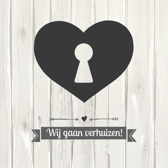Verhuiskaart "Sleutelgat hart zwart" Verhuiskaart "Sleutelgat hart zwart"