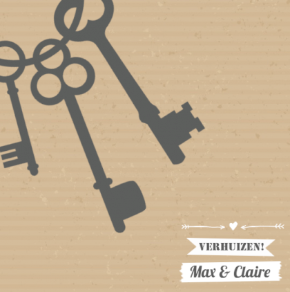 Verhuiskaart "Sleutelbos bruin"