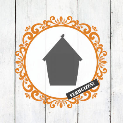 Verhuiskaart "Steigerhout vogelhuisje"