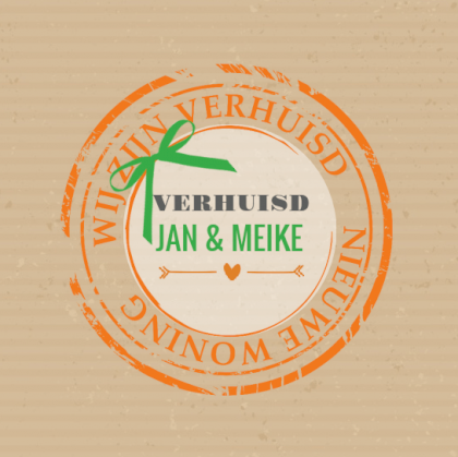 Verhuiskaart "Kraft met oranje poststempel" Verhuiskaart "Kraft met oranje poststempel"