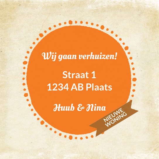 Verhuiskaart "Oranje bestek" Verhuiskaart "Oranje bestek"