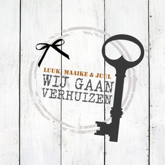 Verhuiskaart "Sleutel op steigerhout" Verhuiskaart "Sleutel op steigerhout"