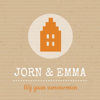 Gevouwen verhuiskaart "Oranje huis" Gevouwen verhuiskaart "Oranje huis"