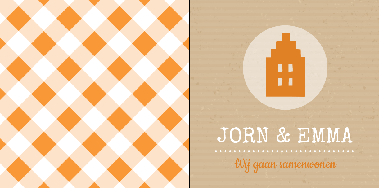 Gevouwen verhuiskaart "Oranje huis" Gevouwen verhuiskaart "Oranje huis"