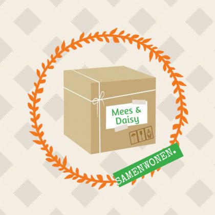 Gevouwen verhuiskaart "Verhuisdoos oranje" Gevouwen verhuiskaart "Verhuisdoos oranje"