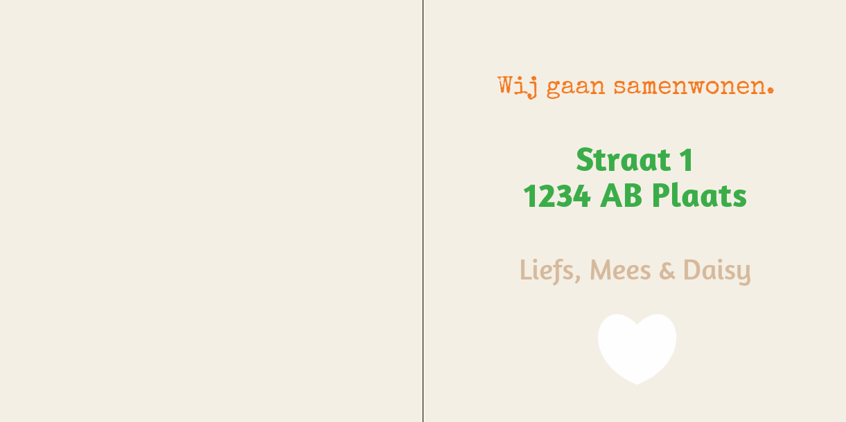 Gevouwen verhuiskaart "Verhuisdoos oranje" Gevouwen verhuiskaart "Verhuisdoos oranje"
