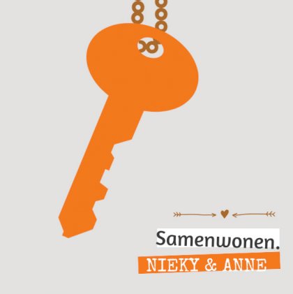 Gevouwen verhuiskaart "Sleutel oranje"