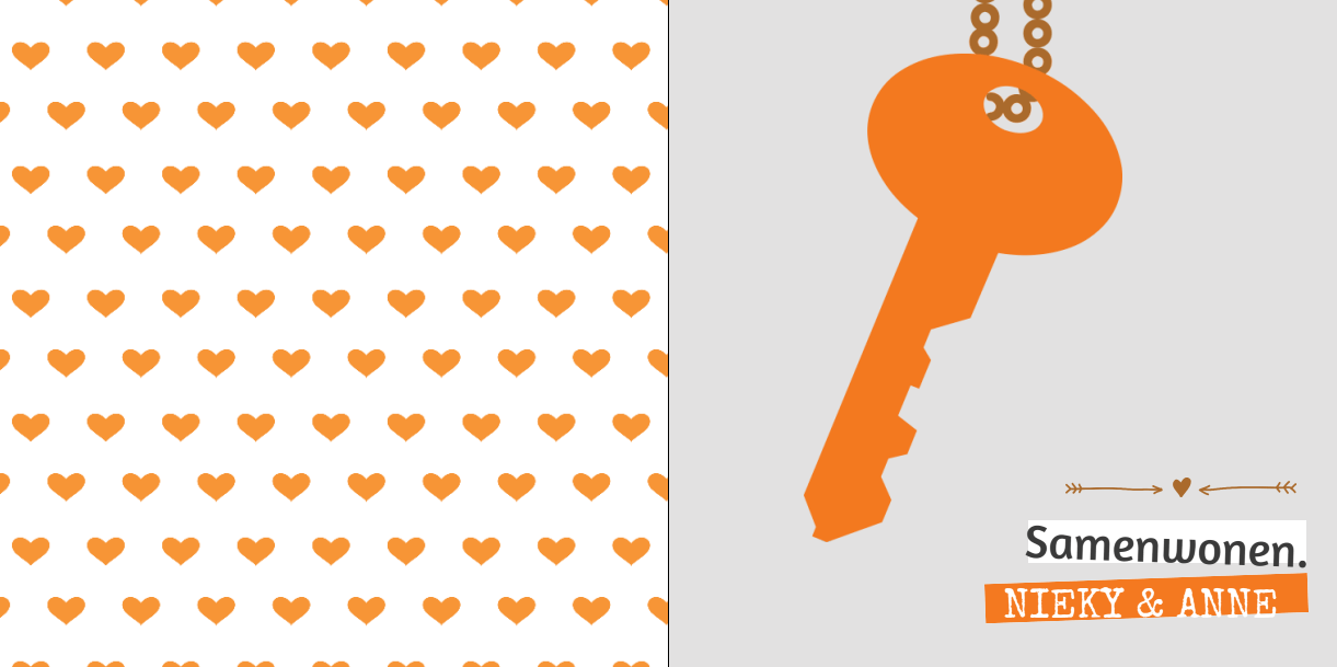 Gevouwen verhuiskaart "Sleutel oranje" Gevouwen verhuiskaart "Sleutel oranje"
