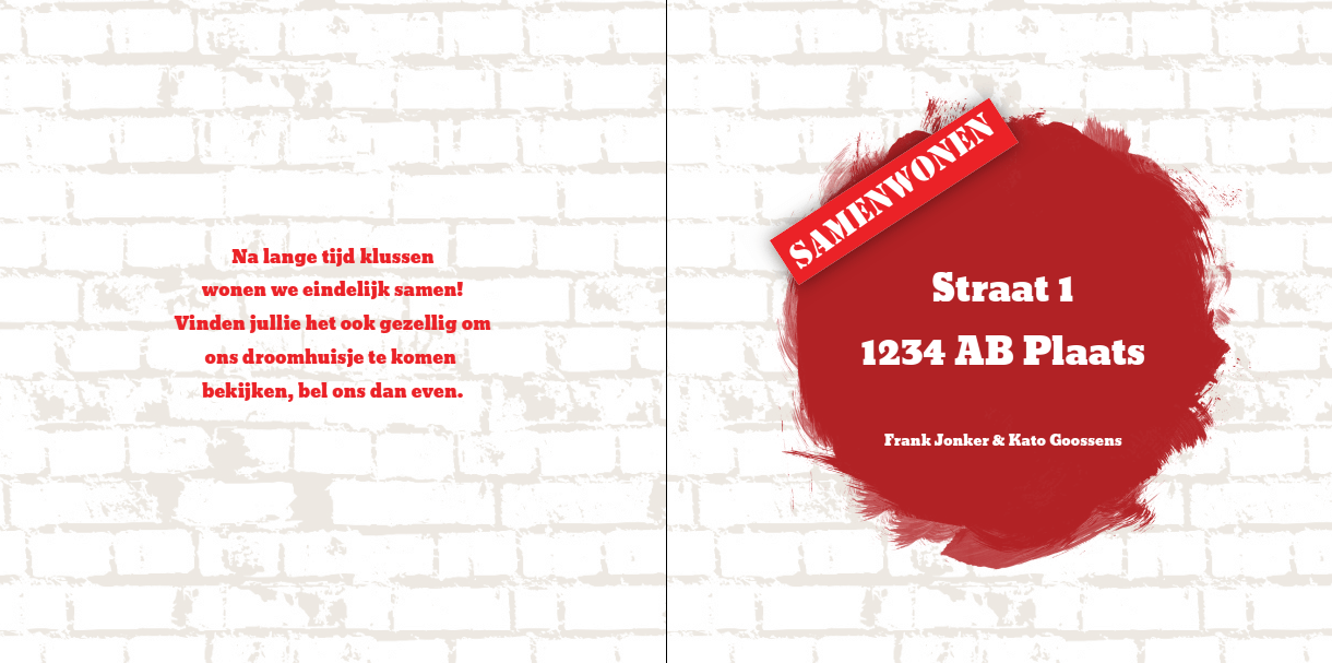 Gevouwen verhuiskaart "Stempel steen" Gevouwen verhuiskaart "Stempel steen"