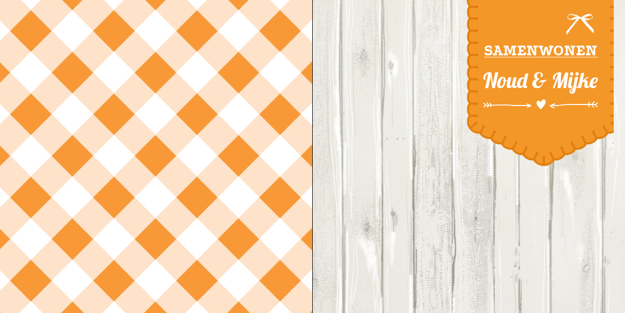 Gevouwen verhuiskaart "Steigerhout oranje" Gevouwen verhuiskaart "Steigerhout oranje"