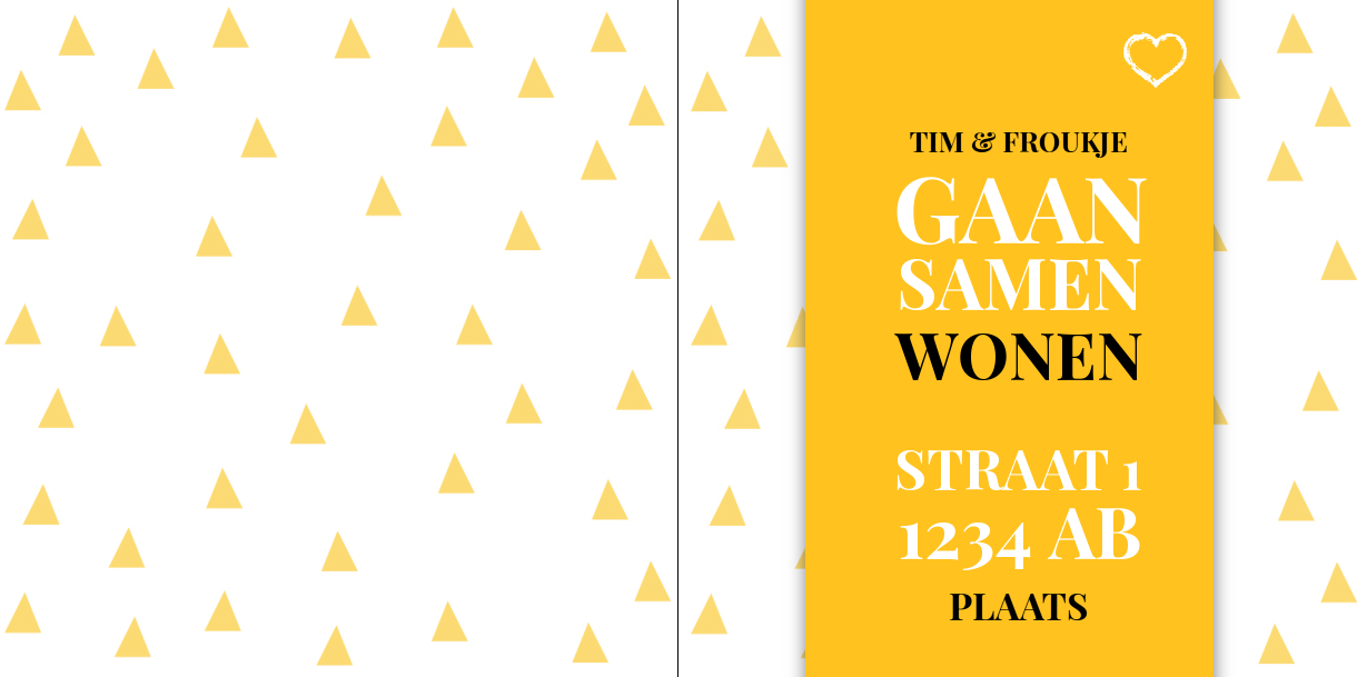 Gevouwen verhuiskaart "Knallend geel" Gevouwen verhuiskaart "Knallend geel"