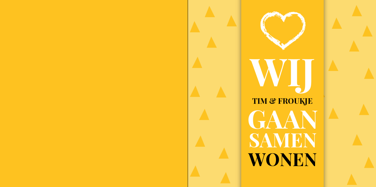 Gevouwen verhuiskaart "Knallend geel" Gevouwen verhuiskaart "Knallend geel"