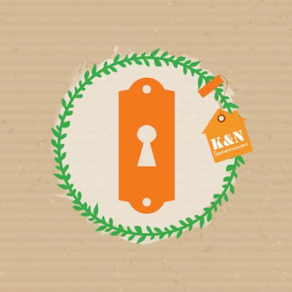 Gevouwen verhuiskaart "Sleutelgat"