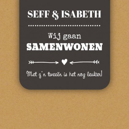 Gevouwen verhuiskaart "Kraft met krijtbord"