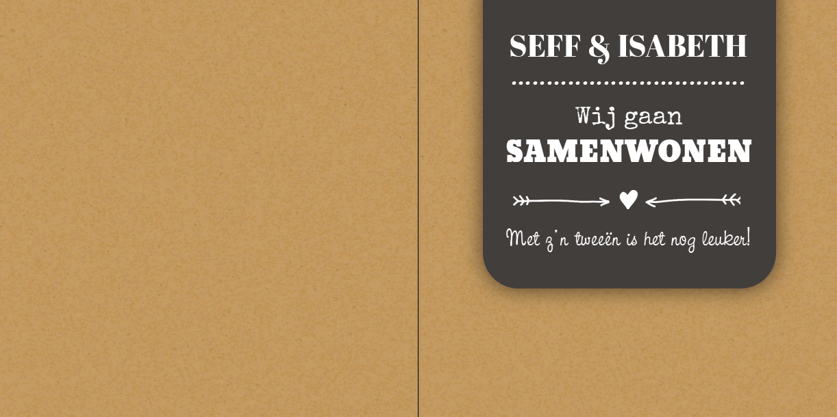 Gevouwen verhuiskaart "Kraft met krijtbord" Gevouwen verhuiskaart "Kraft met krijtbord"