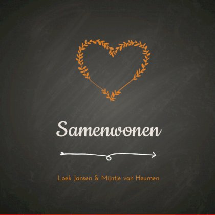 Gevouwen verhuiskaart "Krijtbord hart"