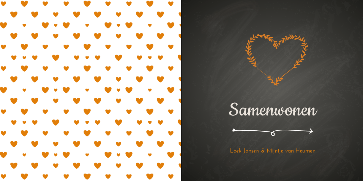 Gevouwen verhuiskaart "Krijtbord hart" Gevouwen verhuiskaart "Krijtbord hart"