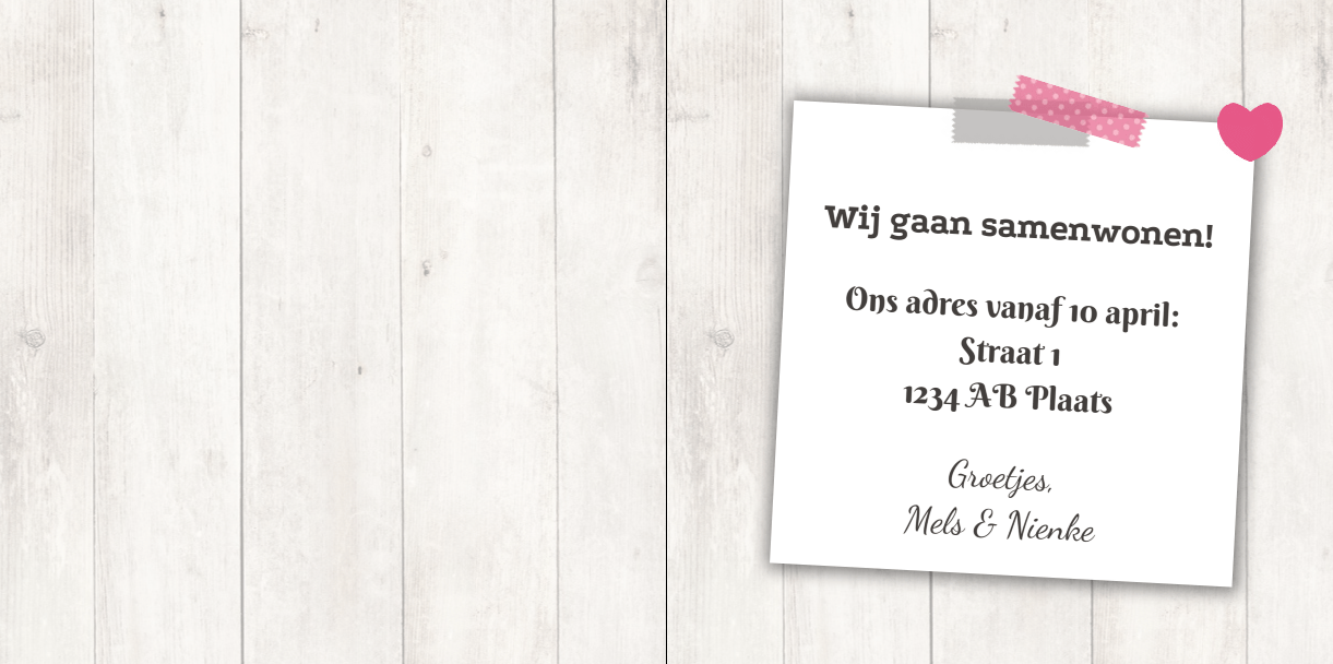 Gevouwen verhuiskaart "Home steigerhout" Gevouwen verhuiskaart "Home steigerhout"