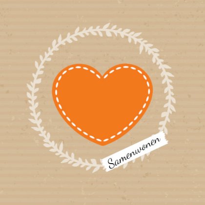 Gevouwen verhuiskaart "Oranje hart" Gevouwen verhuiskaart "Oranje hart"