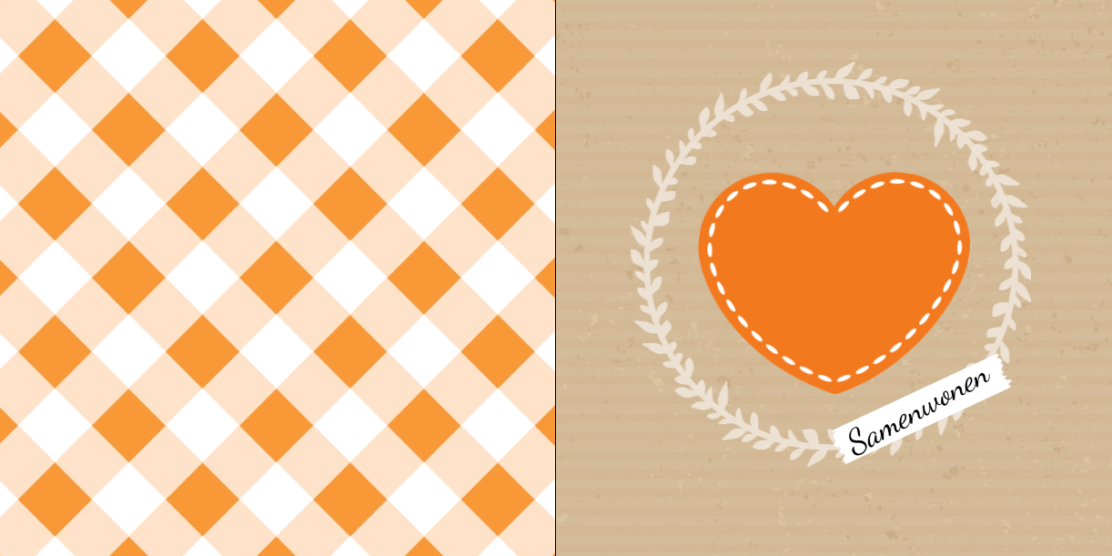 Gevouwen verhuiskaart "Oranje hart" Gevouwen verhuiskaart "Oranje hart"