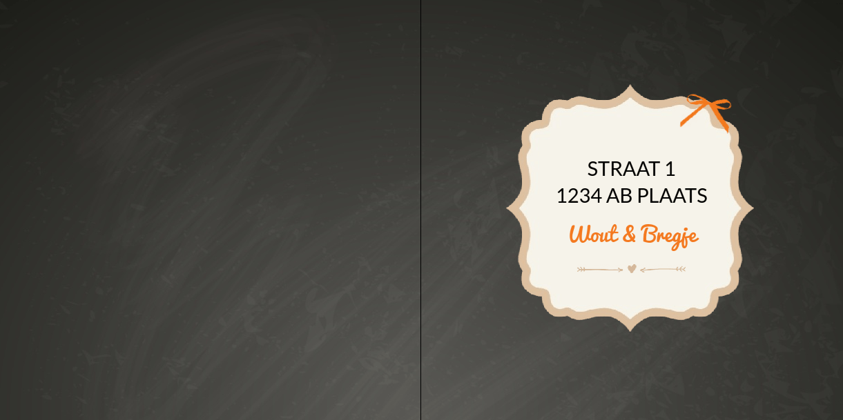 Gevouwen verhuiskaart "Krijtbord met hart stempel" Gevouwen verhuiskaart "Krijtbord met hart stempel"