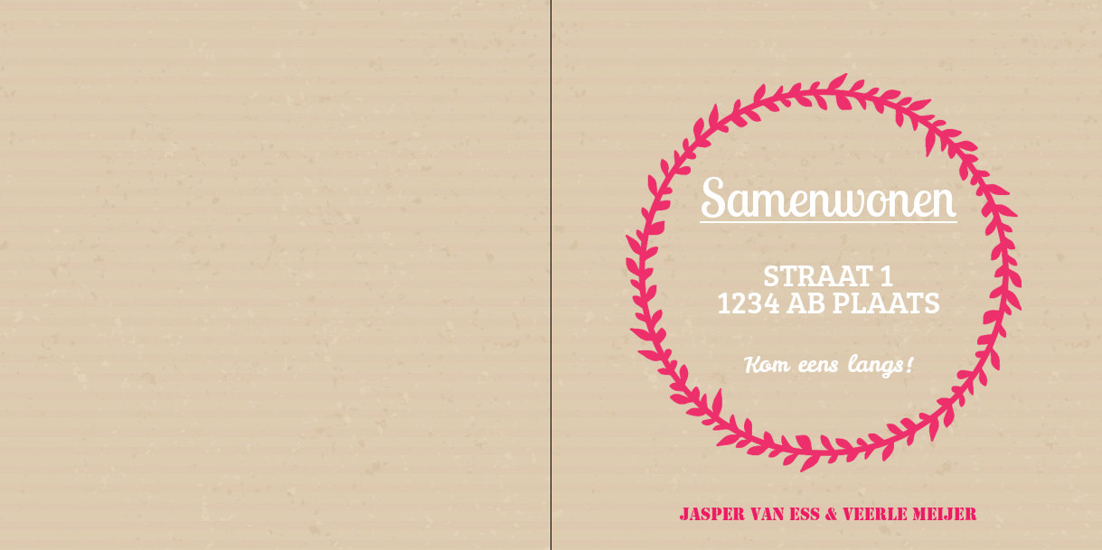 Gevouwen verhuiskaart "Eigen huisje" Gevouwen verhuiskaart "Eigen huisje"