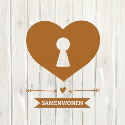 Gevouwen verhuiskaart "Hart sleutelgat"