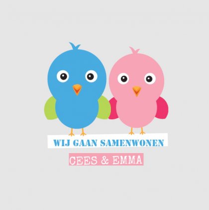 Gevouwen verhuiskaart "Vogeltjes" Gevouwen verhuiskaart "Vogeltjes"