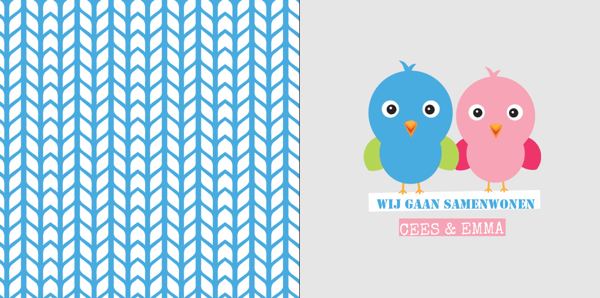 Gevouwen verhuiskaart "Vogeltjes" Gevouwen verhuiskaart "Vogeltjes"