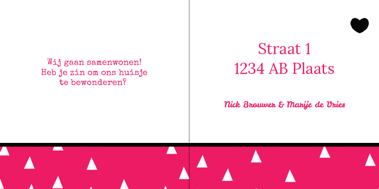 Gevouwen verhuiskaart "Rood rondje" Gevouwen verhuiskaart "Rood rondje"