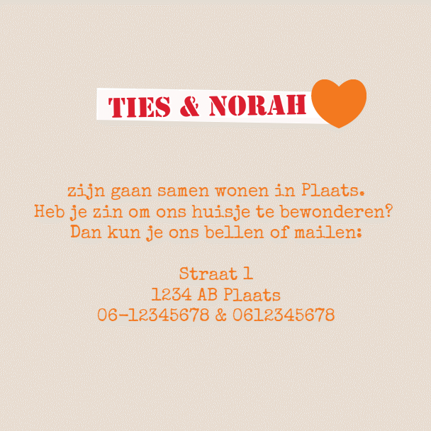 Verhuiskaart "Bruin vogeltje" Verhuiskaart "Bruin vogeltje"