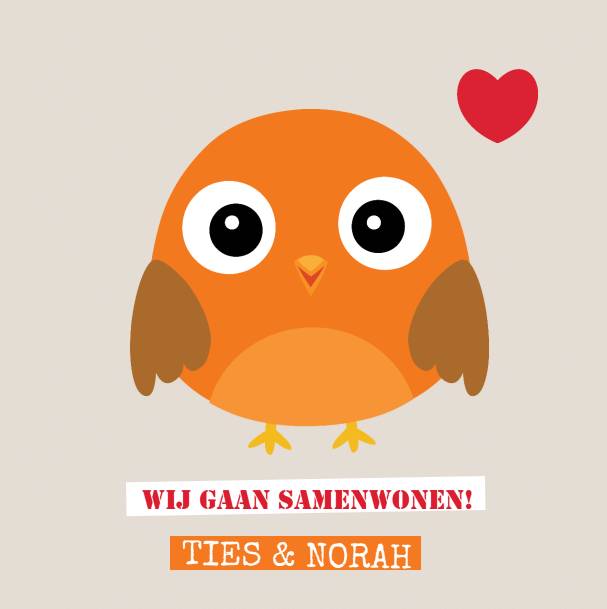 Verhuiskaart "Bruin vogeltje" Verhuiskaart "Bruin vogeltje"