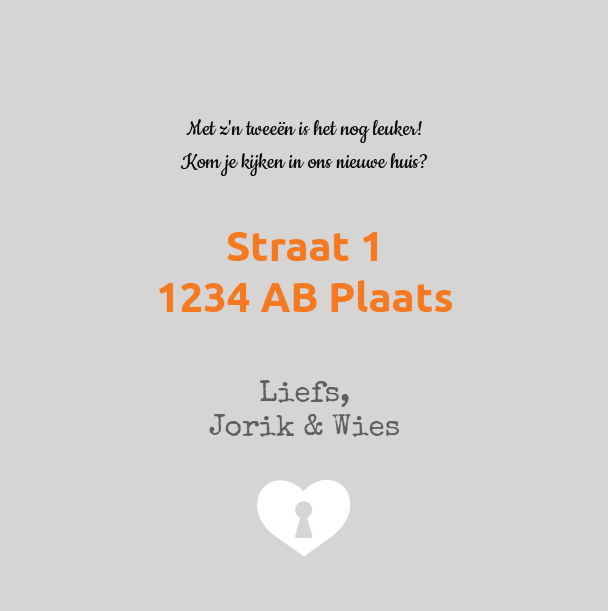 Verhuiskaart "Oranje hart" Verhuiskaart "Oranje hart"