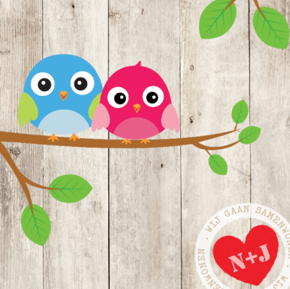 Verhuiskaart "Vogeltjes op een tak"