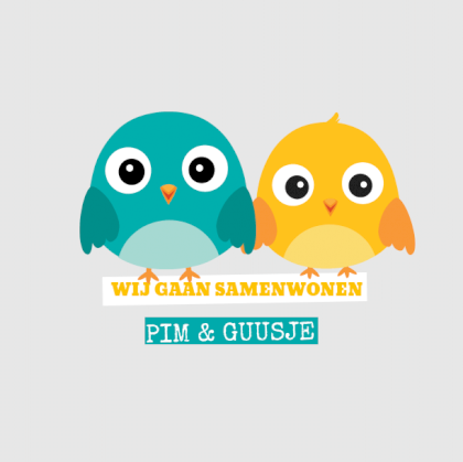 Verhuiskaart "Vogeltjes blauw en geel"