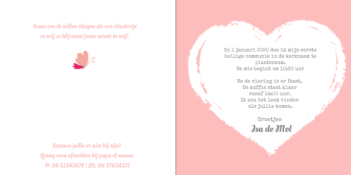 Gevouwen kaart "Krijt hart" Gevouwen kaart "Krijt hart"