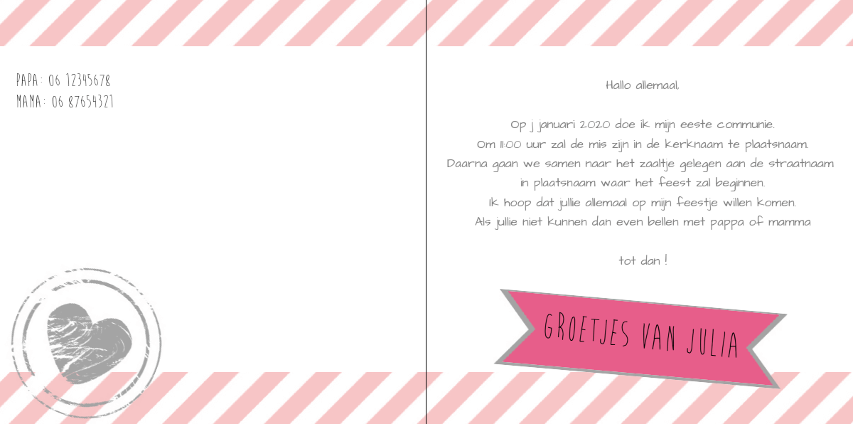 Gevouwen kaart "Retro lintje roze" Gevouwen kaart "Retro lintje roze"