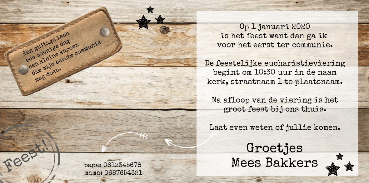 Gevouwen kaart "Foto op hout" Gevouwen kaart "Foto op hout"