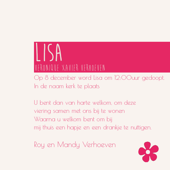 Kaartje "Ik wordt gedoopt" Kaartje "Ik wordt gedoopt"