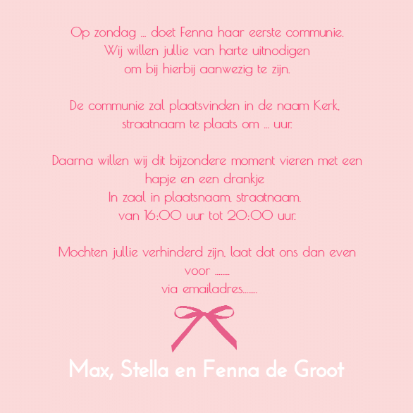 Kaarje "Roze strikje" Kaarje "Roze strikje"