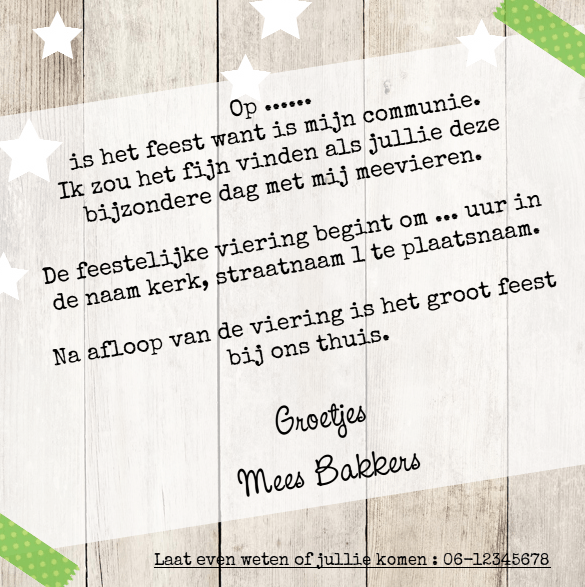 Kaartje ""Eerste communie" Kaartje ""Eerste communie"