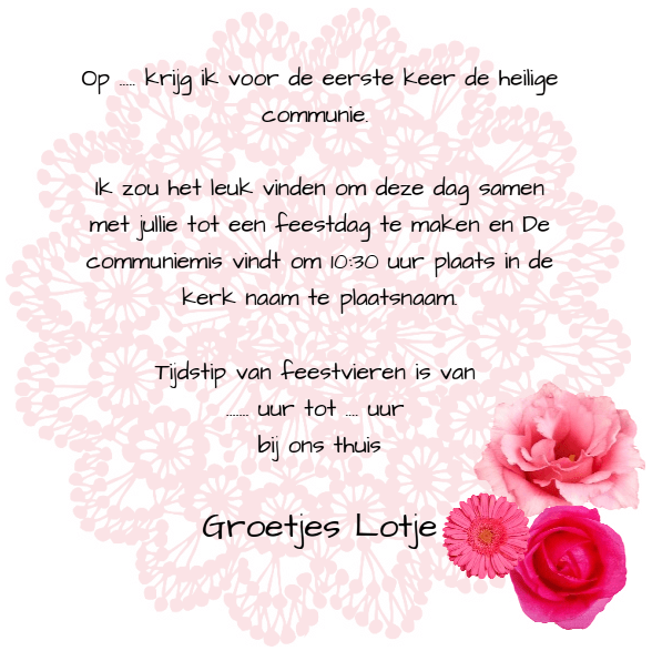 Kaartje "Communie spiegel" Kaartje "Communie spiegel"