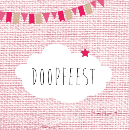 Kaartje "Doopfeest wolkje roze" Kaartje "Doopfeest wolkje roze"