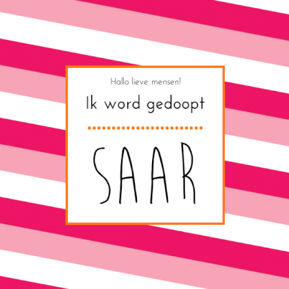 Kaartje "Doopkaart roze gestreept"