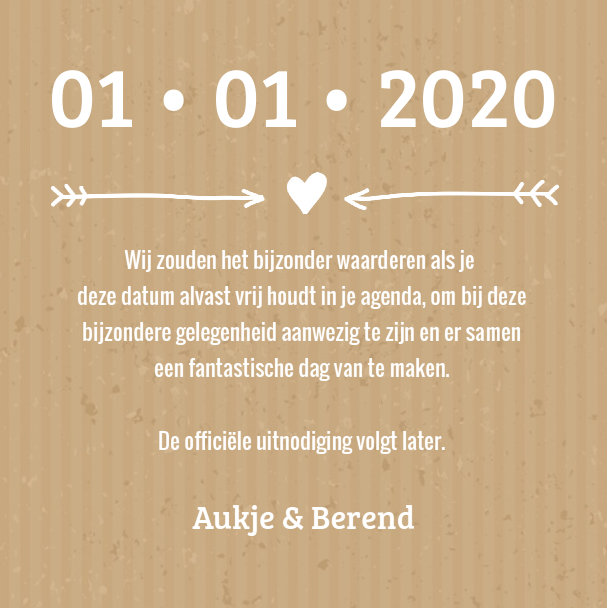 Save the date kaart "Kraft bruin" Save the date kaart "Kraft bruin"
