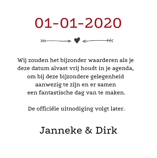 Save the date kaart "Hart" Save the date kaart "Hart"
